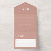 Modern Elegant Dusty Roos Wedding All In One Uitnodiging (Binnen)