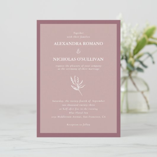 Modern Elegant Dusty Roos Wedding Kaart (Staand voorkant)