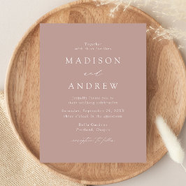 Modern Elegant Dusty Roos Wedding Uitnodiging Briefkaart