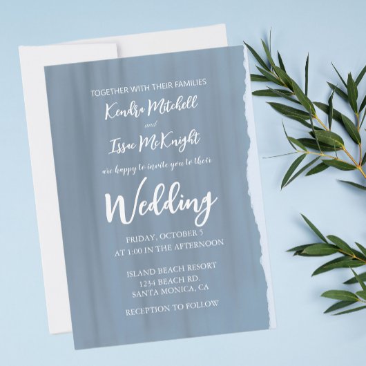 Modern Elegant Dusty Slate Blue Wedding Kaart
