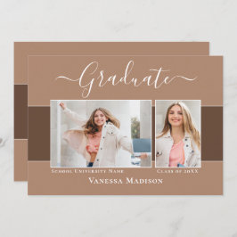 Modern | Elegant Earth Tone 2 Foto Afstuderen Aankondiging