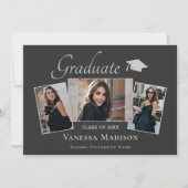Modern | Elegant Earth Tone 3 Foto Afstuderen Aankondiging (Voorkant)