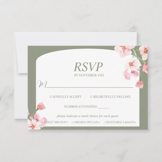 Modern Elegant Earthy Waterverf Floral Arch RSVP Kaartje (Voorkant)