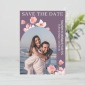 Modern Elegant Earthy Waterverf Floral Arch Save The Date (Staand voorkant)