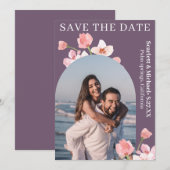 Modern Elegant Earthy Waterverf Floral Arch Save The Date (Voorkant / Achterkant)