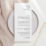 Modern Elegant Eat en Drink Menu Kaart<br><div class="desc">Eet & Drink Modern & Elegant Bruiloft, Feest of Jubileum Menu. Een elegant ontwerp in zwart-wit of elke achtergrondkleur die u kiest. Klik gewoon op de koppeling voor verdere aanpassing, die wordt weergegeven onder het tekstvak aan de rechterkant, en kies uw aangepaste kleurenachtergrond. Deze teken poster sjabloon maakt het snel...</div>