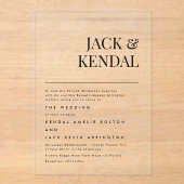 Modern Elegant | Editable Names Wedding Acryl Uitnodigingen (Voorkant)
