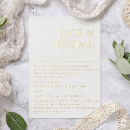 Modern Elegant | Editable Names Wedding Gold Folie Uitnodiging