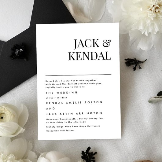 Modern Elegant | Editable Names Wedding Kaart