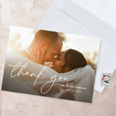 Modern Elegant Eenvoudig 2 foto's Trouwen Bedankkaart