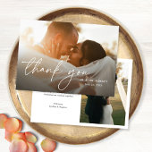 Modern Elegant Eenvoudig 2 foto's Trouwen Bedankkaart