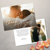Modern Elegant Eenvoudig 2 foto's Trouwen Bedankkaart