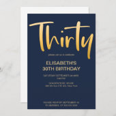 Modern Elegant Eenvoudig Blauw 30e Verjaardagsfees Kaart (Voorkant / Achterkant)