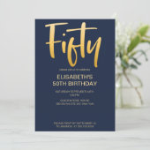 Modern Elegant Eenvoudig Blauw 50ste Verjaardagsfe Kaart (Staand voorkant)