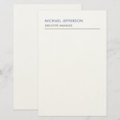 Modern Elegant Eenvoudig Blauw Wit Briefpapier (Voorkant / Achterkant)