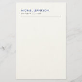 Modern Elegant Eenvoudig Blauw Wit Briefpapier (Voorkant)