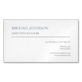 Modern Elegant Eenvoudig Blauw Wit Magnetisch Visitekaartje (Voorkant)