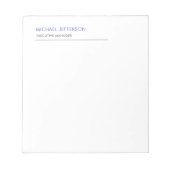 Modern Elegant Eenvoudig Blauw Wit Notitieblok (Voorkant)