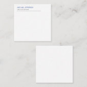 Modern Elegant Eenvoudig Blauw Wit Notitiekaartje (Voorkant / Achterkant)