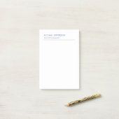 Modern Elegant Eenvoudig Blauw Wit Post-it® Notes (Op bureau)