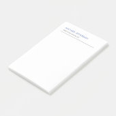 Modern Elegant Eenvoudig Blauw Wit Post-it® Notes (Schuin)