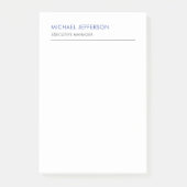 Modern Elegant Eenvoudig Blauw Wit Post-it® Notes (Voorkant)