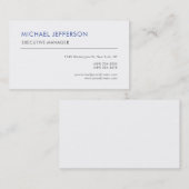 Modern Elegant Eenvoudig Blauw Wit Visitekaartje (Voorkant / Achterkant)