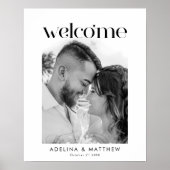 Modern Elegant Eenvoudig Bruiloft Foto Welkomstbor Poster (Voorkant)