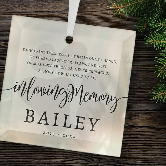 Modern Elegant Eenvoudig Chique Paw Pet Memorial Glas Ornament