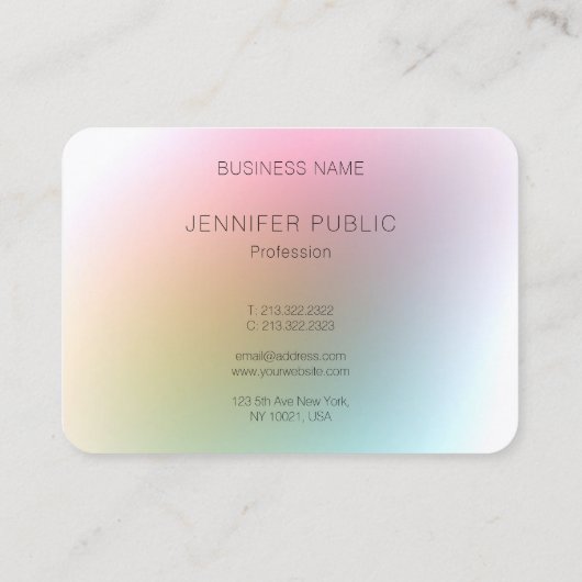 Modern elegant eenvoudig design, kleurrijk visitekaartje (Achterkant)