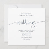 Modern elegant, eenvoudig, dusty blue bruiloft kaart (Voorkant)