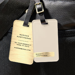 Modern Elegant Eenvoudig Faux Goud Geborsteld Meta Bagagelabel