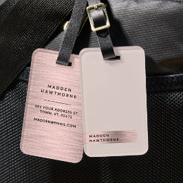 Modern Elegant Eenvoudig Faux Roos Gold Brushed Me Bagagelabel