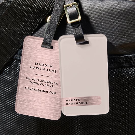 Modern Elegant Eenvoudig Faux Roos Gold Brushed Me Bagagelabel