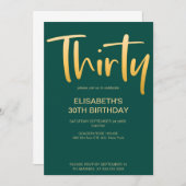 Modern Elegant Eenvoudig Groen 30e Verjaardagsfees Kaart (Voorkant / Achterkant)