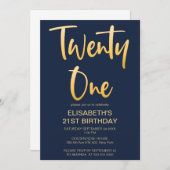 Modern Elegant Eenvoudig Marine 21e Verjaardagsfee Kaart (Voorkant / Achterkant)