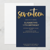 Modern Elegant Eenvoudig Marine Blauw 17 Verjaarda Kaart (Voorkant / Achterkant)
