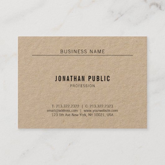Modern Elegant Eenvoudig Minimalistisch Echt Kraft Visitekaartje (Achterkant)