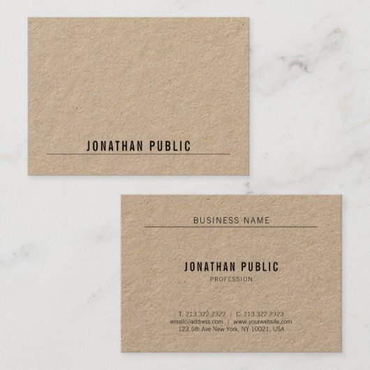 Modern Elegant Eenvoudig Minimalistisch Echt Kraft Visitekaartje (Voorkant / Achterkant)
