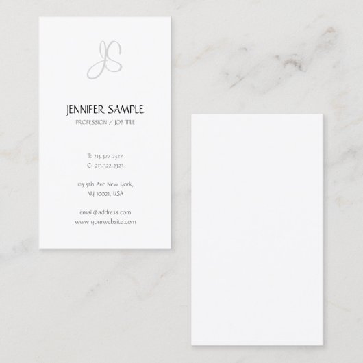 Modern Elegant Eenvoudig Monogram Sjabloon Luxe To Visitekaartje (Voorkant / Achterkant)