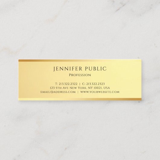 Modern Elegant Eenvoudig Ontwerp Glamour Gouden Sj Mini Visitekaartje (Achterkant)