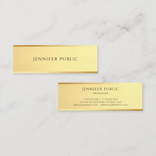 Modern Elegant Eenvoudig Ontwerp Glamour Gouden Sj Mini Visitekaartje (Voorkant / Achterkant)
