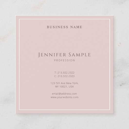Modern Elegant Eenvoudig Ontwerp Sjabloon Chique T Vierkante Visitekaartje (Achterkant)