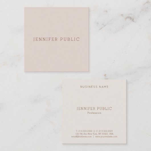 Modern Elegant Eenvoudig Ontwerp Sjabloon Luxueus Vierkante Visitekaartje (Voorkant / Achterkant)