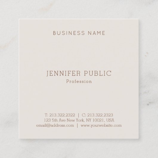 Modern Elegant Eenvoudig Ontwerp Sjabloon Luxueus Vierkante Visitekaartje (Achterkant)
