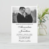 Modern Elegant Eenvoudig Paar Foto Bruiloft BxW Kaart (Staand voorkant)