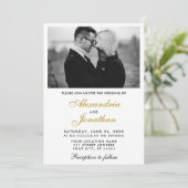 Modern Elegant Eenvoudig Paar Foto Bruiloft Goud B Kaart (Staand voorkant)