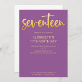 Modern Elegant Eenvoudig Paarse 17 Verjaardagsfees Kaart (Voorkant / Achterkant)