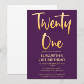 Modern Elegant Eenvoudig Paarse 21E Verjaardagsfee Kaart (Voorkant / Achterkant)