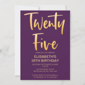 Modern Elegant Eenvoudig Paarse 25E Verjaardagsfee Kaart (Voorkant)